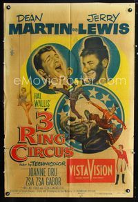 2r028 3 RING CIRCUS one-sheet poster '54 Dean Martin & clown Jerry Lewis, Joanne Dru, Zsa Zsa Gabor