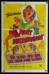 2r041 AIN'T MISBEHAVIN' one-sheet movie poster '55 sexy artwork of Piper Laurie & Mamie Van Doren!