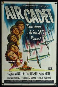 2r042 AIR CADET one-sheet poster '51 the story of U.S. Air Force jet pilots, cool airplane art!
