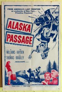 2r044 ALASKA PASSAGE one-sheet movie poster '59 America's last frontier, an avalanche of raw fury!