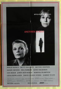 2r068 ANOTHER WOMAN one-sheet movie poster '88 Woody Allen, Gena Rowlands, Mia Farrow