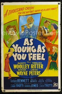 2r072 AS YOUNG AS YOU FEEL one-sheet '51 great art including young sexy Marilyn Monroe!