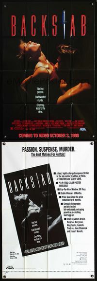 2r077 BACK STAB video advance one-sheet poster '90 Jim Kaufman, James Brolin, Dorothee Berryman