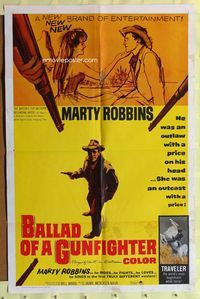 2r081 BALLAD OF A GUNFIGHTER one-sheet movie poster '63 Marty Robbins, Joyce Redd, Robert Barron