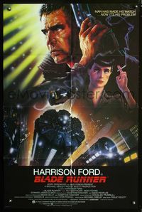 2r107 BLADE RUNNER int'l 1sh '82 Ridley Scott sci-fi classic, art of Harrison Ford by John Alvin!