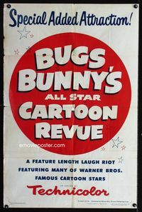 2r121 BUGS BUNNY'S ALL STAR CARTOON REVUE one-sheet movie poster '53 Warner Bros., Looney Tunes!