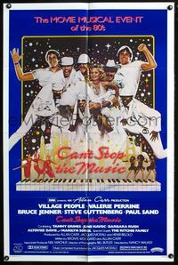 2r131 CAN'T STOP THE MUSIC one-sheet '80 great group photo of The Village People in all white!