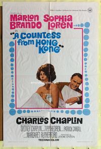 2r170 COUNTESS FROM HONG KONG one-sheet '67 Marlon Brando, sexy Sophia Loren, directed by Chaplin!