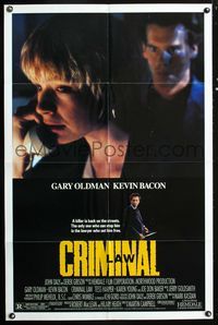 2r178 CRIMINAL LAW one-sheet movie poster '88 creepy Kevin Bacon, Gary Oldman