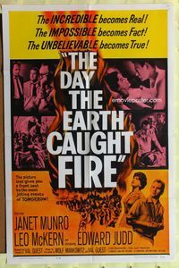 2r195 DAY THE EARTH CAUGHT FIRE one-sheet '62 Val Guest sci-fi, the most jolting events of tomorrow!