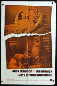 2r196 DAYS OF WINE & ROSES one-sheet poster '63 Blake Edwards, alcoholics Jack Lemmon & Lee Remick!