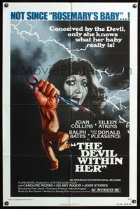 2r206 DEVIL WITHIN HER one-sheet '76 conceived by the Devil, only she knows what her baby really is!