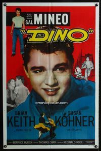 2r212 DINO one-sheet '57 huge super close up of troubled teen Sal Mineo, plus full-length image too!