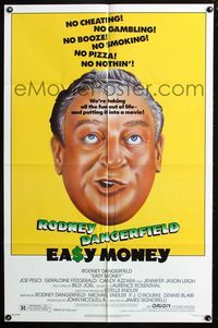 2r236 EASY MONEY one-sheet movie poster '83 wacky headshot artwork of Rodney Dangerfield!