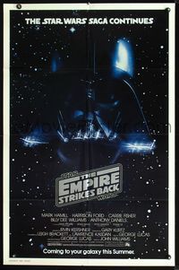 2r241 EMPIRE STRIKES BACK advance 1sheet '80 George Lucas, great image of Darth Vader head in space!