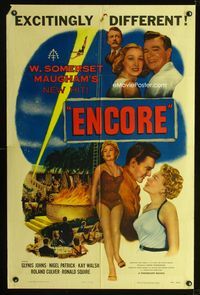 2r244 ENCORE one-sheet movie poster '52 W. Somerset Maugham, sexy English performer Glynis Johns!