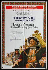 2r366 HENRY 8 & HIS 6 WIVES English one-sheet '73 Kieth Mitchell as Henry VIII, Charlotte Rampling