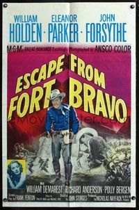 2r249 ESCAPE FROM FORT BRAVO one-sheet '53 cowboy William Holden, Eleanor Parker, John Sturges