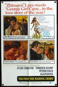 2r258 FAR FROM THE MADDING CROWD one-sheet '68 Julie Christie, Terence Stamp, Howard Terpning art!