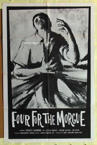 2r283 FOUR FOR THE MORGUE one-sheet movie poster '62 Stacy Harris, true story of brutal killings!