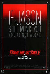2r286 FRIDAY THE 13th PART V one-sheet poster '85 Jason still haunts you, slasher horror sequel!