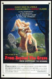 2r289 FROM BEYOND THE GRAVE one-sheet '73 art of huge hand grabbing sexy near-naked girl from grave!