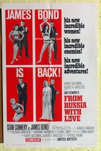 2r290 FROM RUSSIA WITH LOVE style B one-sheet '64 Sean Connery is Ian Fleming's James Bond 007!