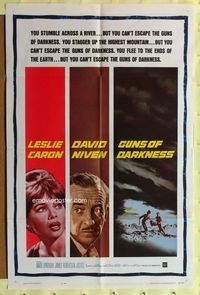 2r330 GUNS OF DARKNESS one-sheet '62 Leslie Caron & David Niven can't escape the guns of darkness!