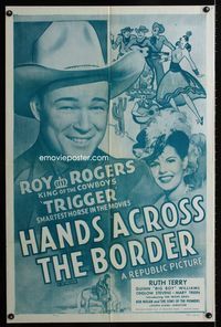 2r337 HANDS ACROSS THE BORDER one-sheet movie poster R54 Roy Rogers, king of the cowboys!
