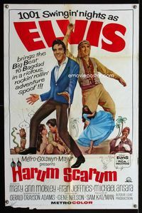 2r349 HARUM SCARUM one-sheet movie poster '65 rockin' Elvis Presley, 1001 Swingin' nights!