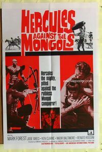 2r374 HERCULES AGAINST THE MONGOLS one-sheet poster '63 Mark Forest as Hercules, Maria Grazia Spina