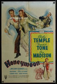 2r392 HONEYMOON style A one-sheet poster '47 great image of newlywed Shirley Temple, Guy Madison