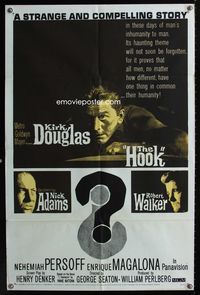 2r396 HOOK one-sheet movie poster '63 Kirk Douglas, Nick Adams & Robert Walker in the Korean War!