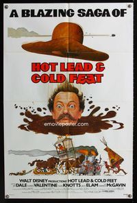 2r403 HOT LEAD & COLD FEET one-sheet movie poster '78 Disney, wacky artwork of cowboy Don Knotts!