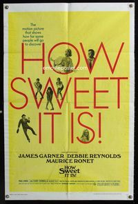 2r415 HOW SWEET IT IS one-sheet movie poster '68 James Garner, Debbie Reynolds, Maurice Ronet