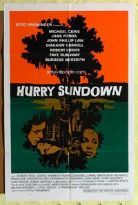 2r421 HURRY SUNDOWN one-sheet movie poster '67 Michael Caine, Jane Fonda, cool David Weisman art!