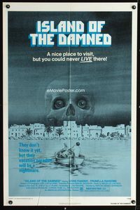 2r444 ISLAND OF THE DAMNED one-sheet '78 a nice place to visit, but you could never LIVE there!