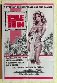 2r445 ISLE OF SIN one-sheet movie poster '62 half-clad sexy castaway, the desperate and the damned!