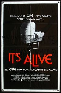 2r447 IT'S ALIVE one-sheet movie poster R76 Larry Cohen, classic creepy baby carriage image!