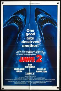 2r454 JAWS 2 one-sheet movie poster R80 just when you thought it was safe to go back in the water!
