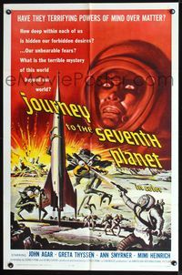 2r459 JOURNEY TO THE SEVENTH PLANET one-sheet '61 they have terryfing powers of mind over matter!
