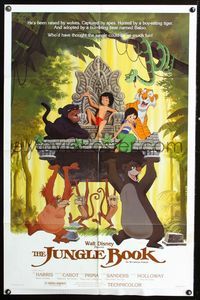 2r462 JUNGLE BOOK one-sheet poster R84 Walt Disney cartoon classic, great image of all characters!