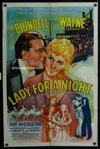 2r490 LADY FOR A NIGHT one-sheet movie poster '41 romantic artwork of John Wayne & Joan Blondell!