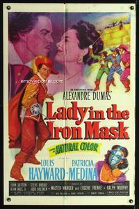 2r491 LADY IN THE IRON MASK one-sheet poster '52 Louis Hayward, Patricia Medina, Three Musketeers!