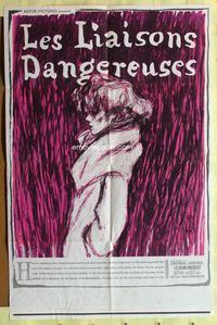 2r185 DANGEROUS LOVE AFFAIRS French title style 1sheet '62 Les Liaisons Dangereuses, Jeanne Moreau