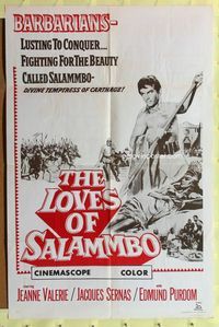 2r574 LOVES OF SALAMMBO military one-sheet poster '62 barbarian Edmund Purdom & sexy Jeanne Valerie!