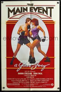 2r582 MAIN EVENT one-sheet movie poster '79 great image of Barbra Streisand boxing with Ryan O'Neal!
