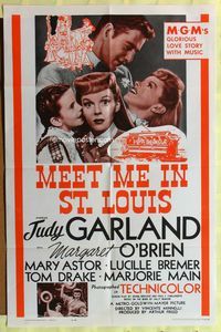 2r605 MEET ME IN ST. LOUIS one-sheet poster R62 Judy Garland, Margaret O'Brien, classic musical!