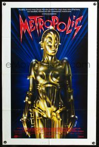 2r609 METROPOLIS int'l 1sh R84 Fritz Lang classic, Girogio Moroder, art of female robot by Nikosey!