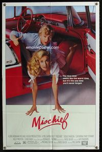 2r614 MISCHIEF one-sheet poster '85 Doug McKeon, & sexy Catherine Mary Stewart falling out of car!